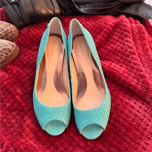 Calvin Klein Women's Teal Peep Toe Heels